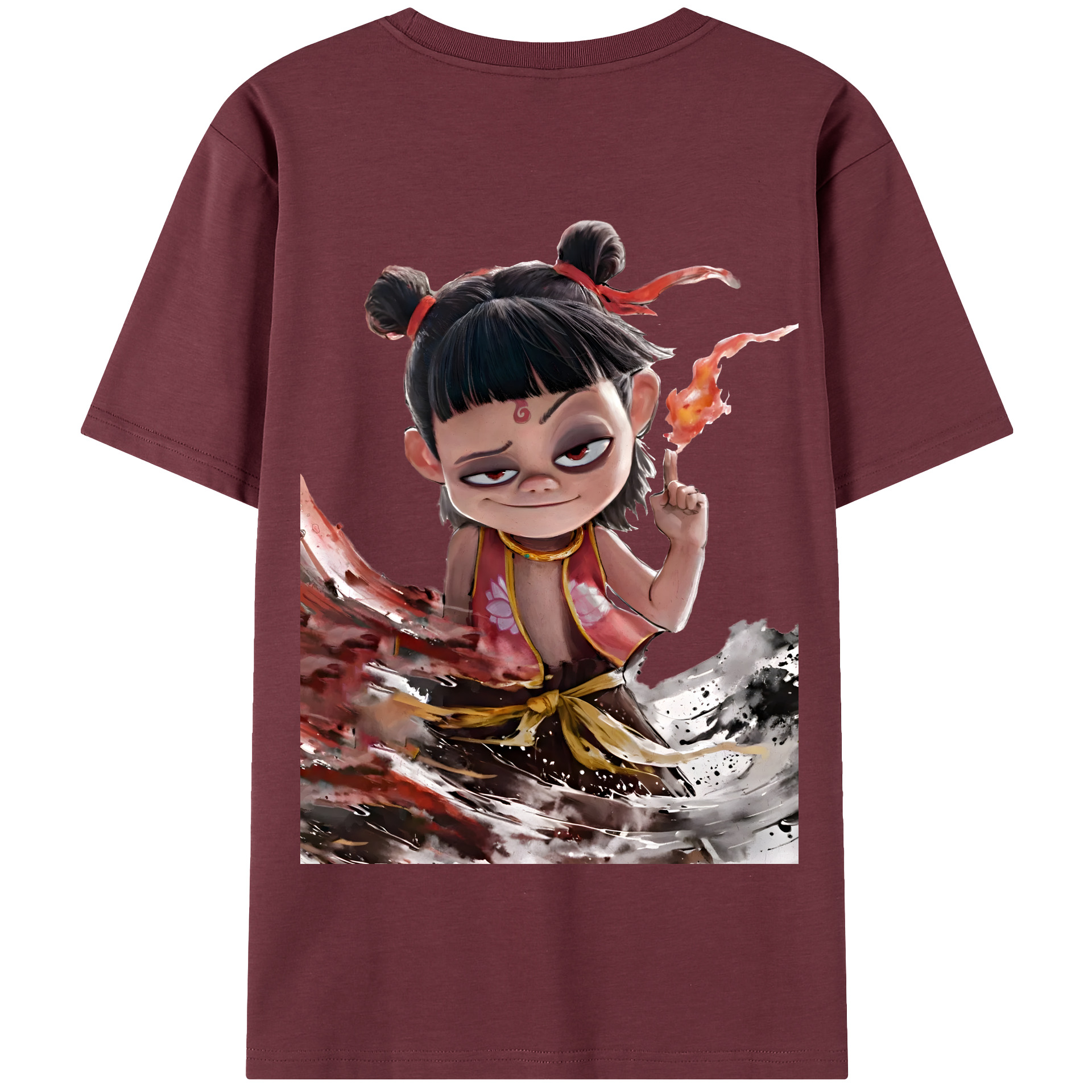 （画像用） Ne Zha 2 ナタ 魔童の大暴れ 綿100％半袖Tシャツ（背面プリント）